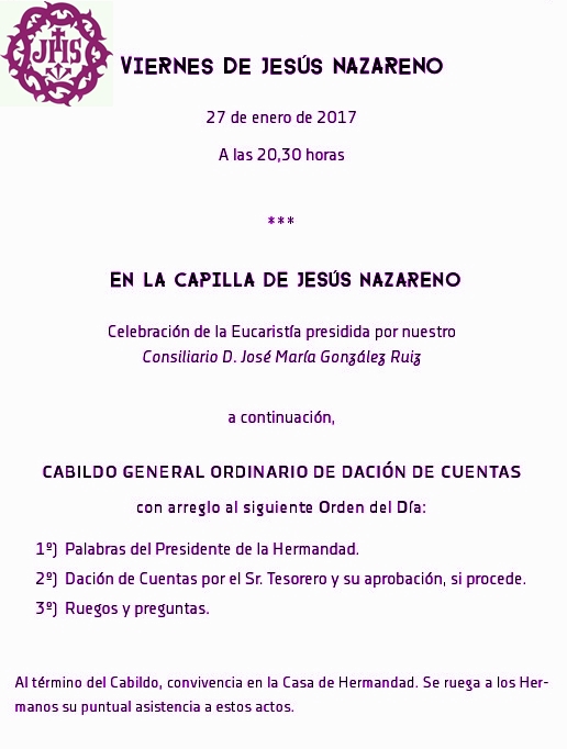 Viernes de Jesús y Cabildo de Dación de Cuentas