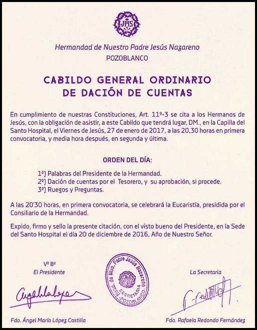 Viernes de Jesús y Cabildo de Dación de Cuentas