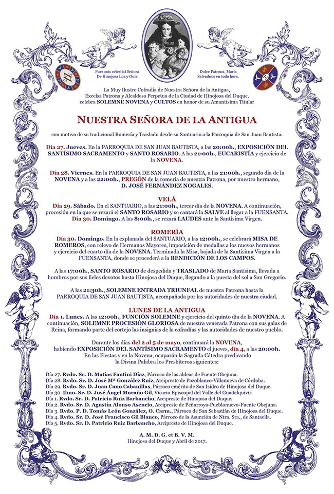 Romería y Fiestas Patronales en honor a la Santísima Virgen de la Antigua 2017