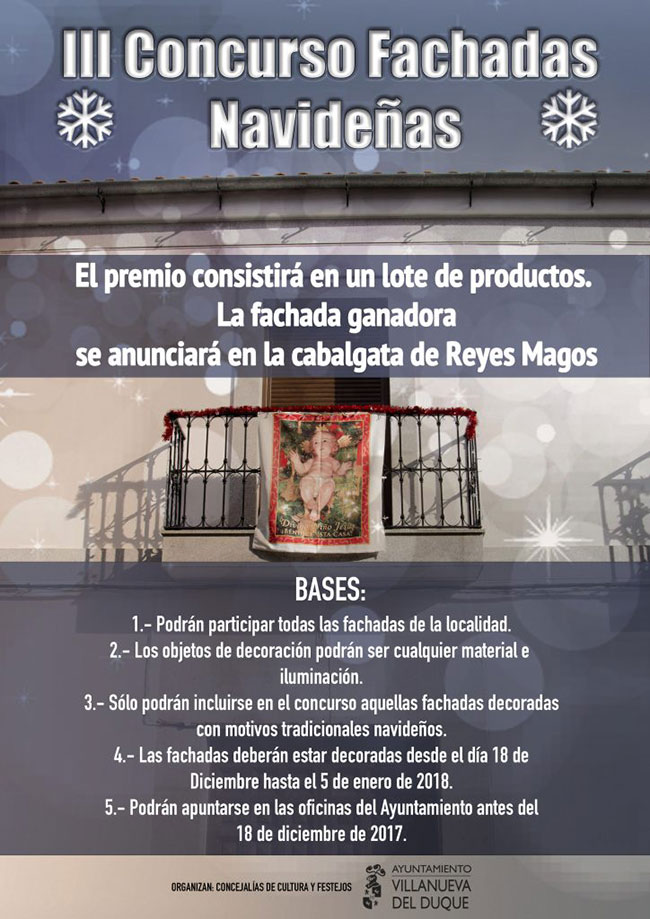 Villanueva del Duque prepara la tercera edición del 'Concurso de Decoración de Fachadas Navideñas'