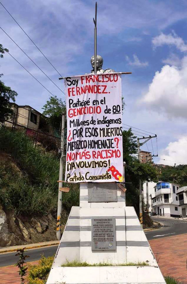 Los atentados contra monumentos llegan hasta el del pedrocheño Fernández Contreras, en Colombia