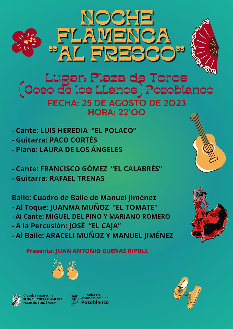 Pozoblanco vive hoy su Noche Flamenca Al Fresco con El Polaco, Manuel Jiménez, El Tomate o El Calabrés
